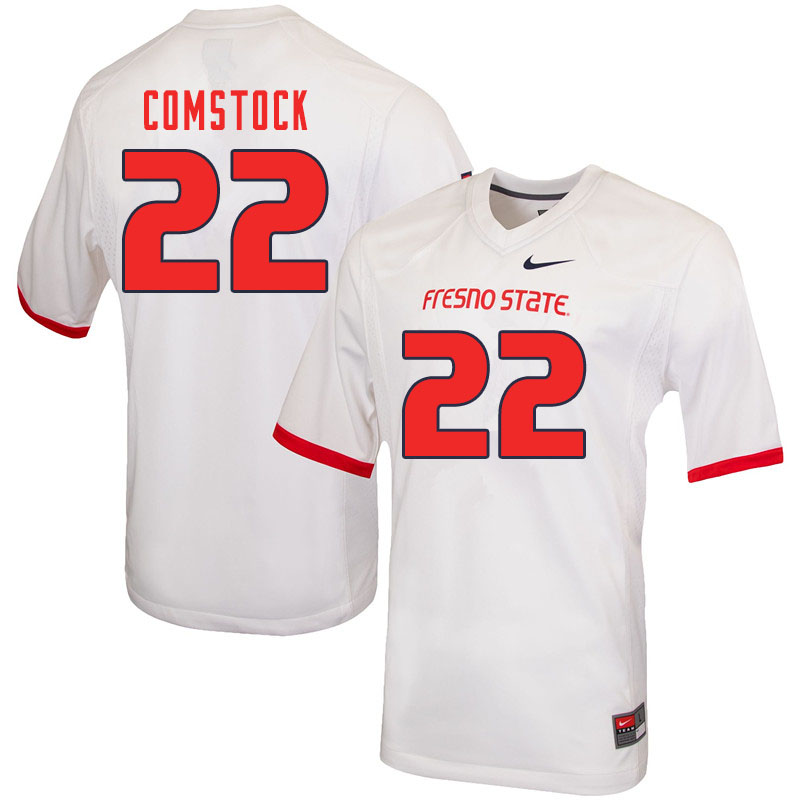 Men #22 Steven Comstock Fresno State Bulldogs College Football Jerseys Sale-White